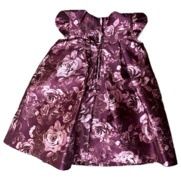 Bonnie Baby Dress Mauve Maroon Pink Floral Bow Front Size 18M NWOT - Picture 2 of 3